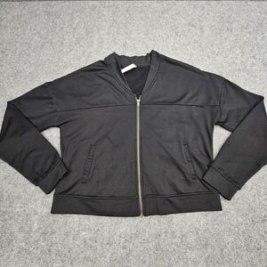 Fabletics Women Jacket Full Zip Bomber Fleece Lined Activewear Black Size L